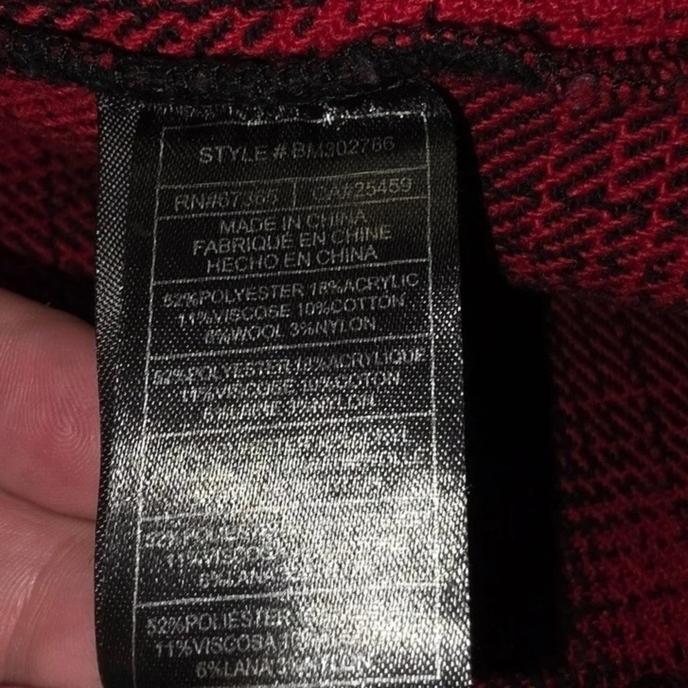 Steve Madden Sophia‎ Shacket Small Red and Black Plaid Snap Front Wool Blend